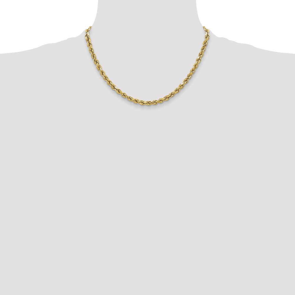 10k Yellow Gold 3.5 mm Semi-solid D/C Rope Chain