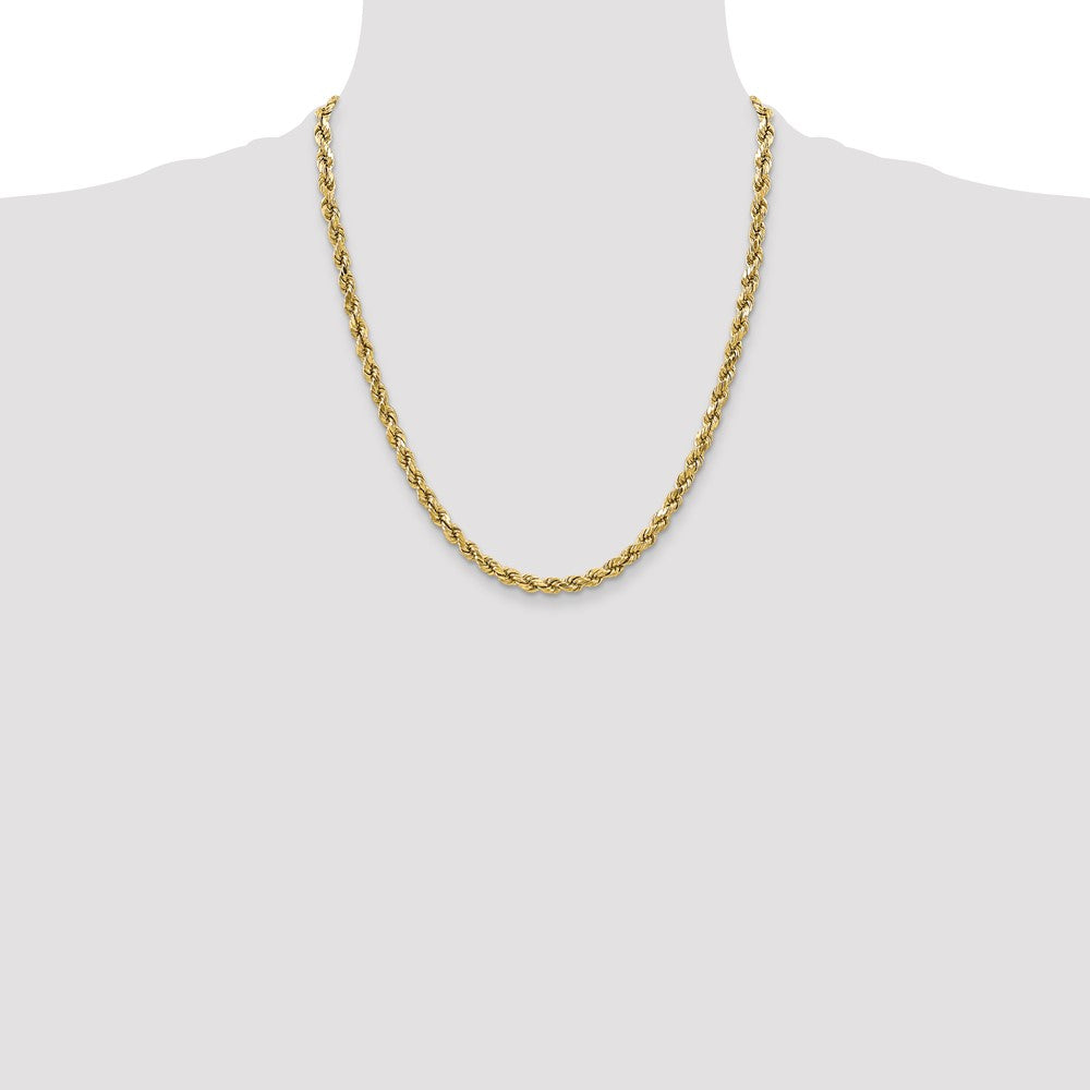 10k Yellow Gold 3.5 mm Semi-solid D/C Rope Chain