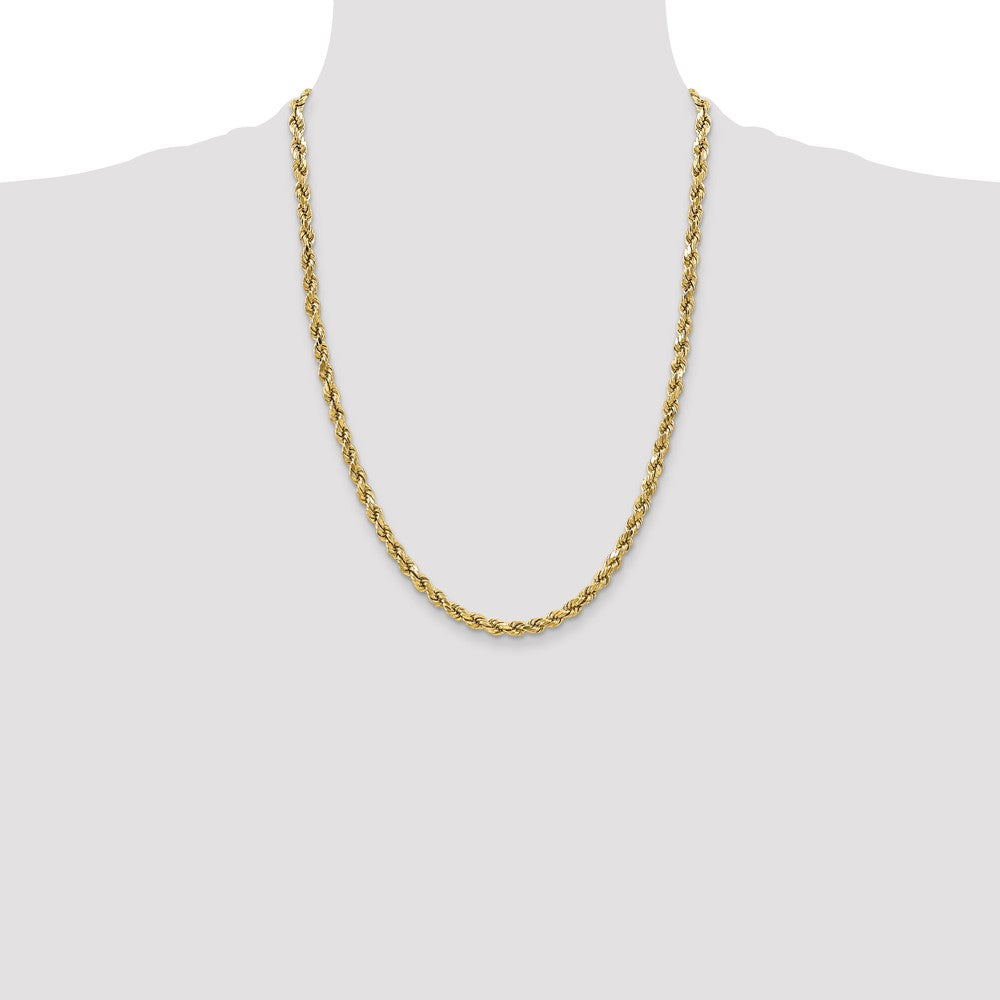 10k Yellow Gold 3.5 mm Semi-solid D/C Rope Chain