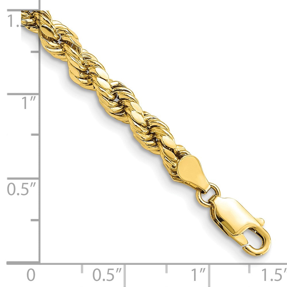 10k Yellow Gold 4.9 mm Semi-solid D/C Rope Bracelet