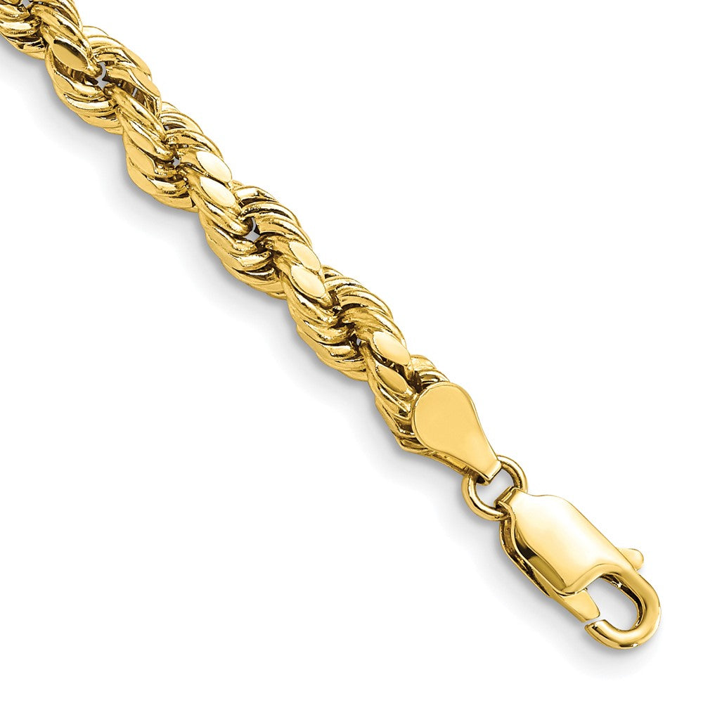 10k Yellow Gold 4.9 mm Semi-solid D/C Rope Bracelet