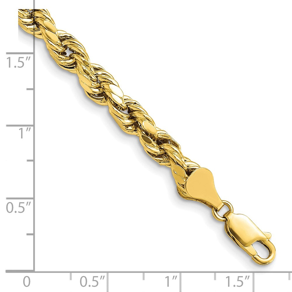 10k Yellow Gold 5.5 mm Semi-solid D/C Rope Bracelet (4.42 grams)