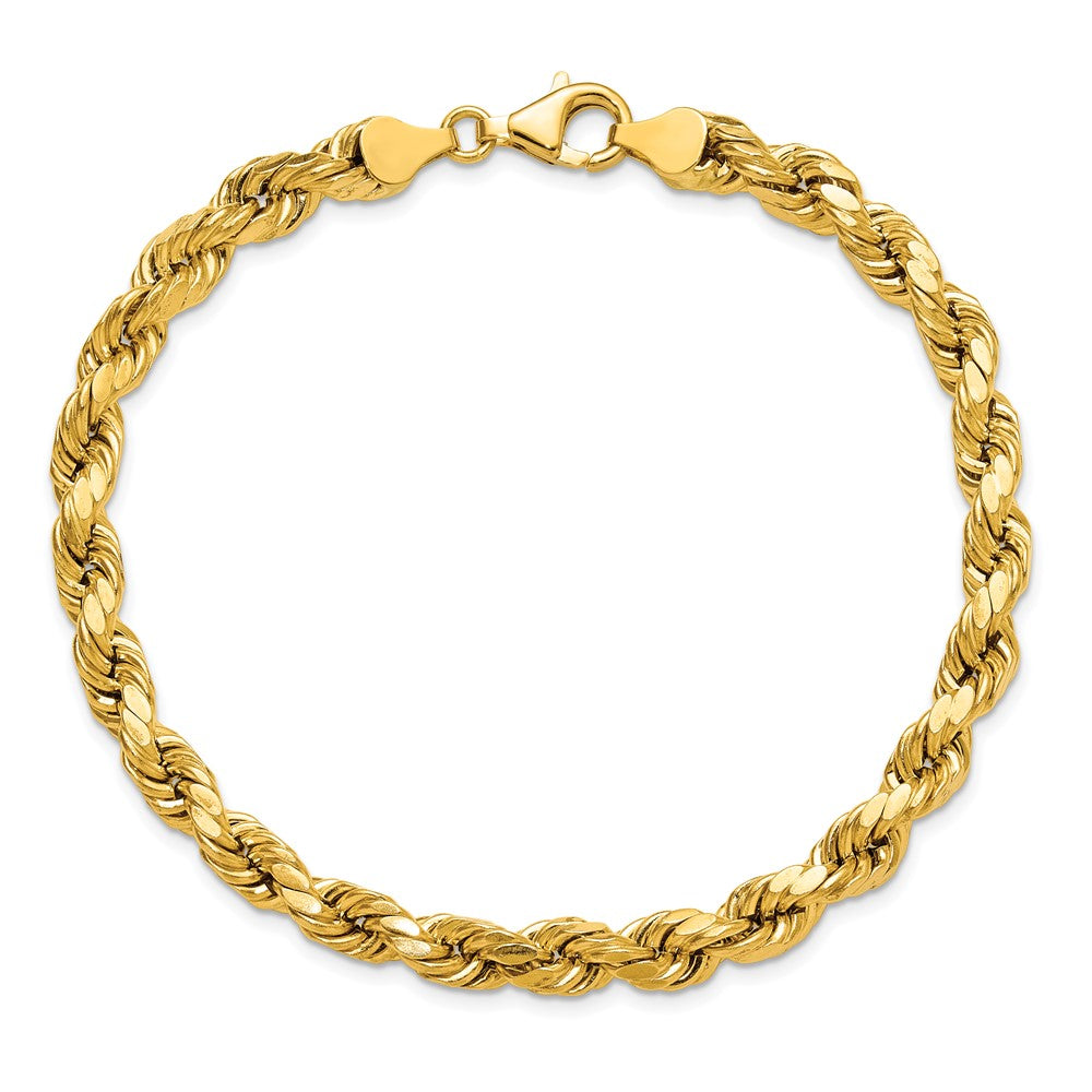 10k 6.5mm Semi-solid D/C Rope Chain Bracelet