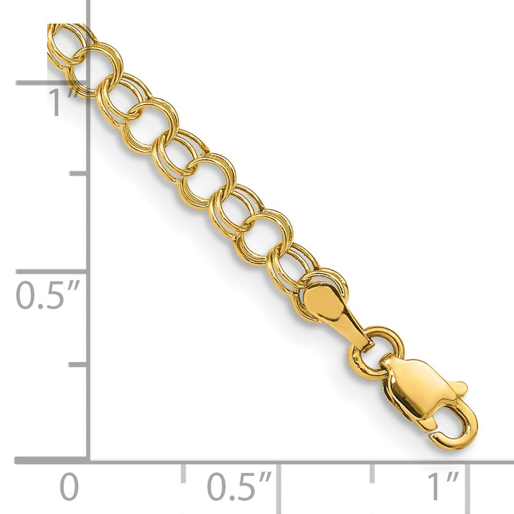 10k Yellow Gold 4 mm Hollow Double Link Charm Bracelet (1.05 grams)