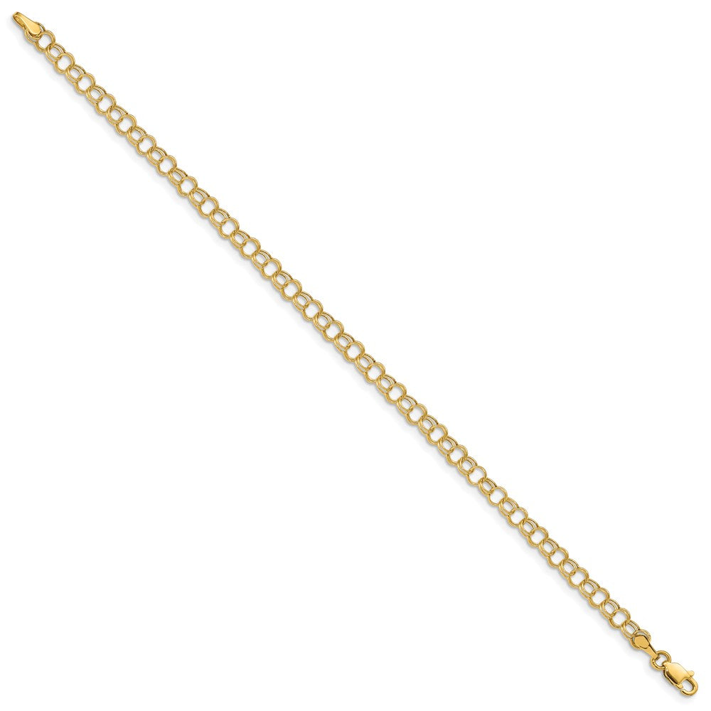 10k Yellow Gold 4 mm Hollow Double Link Charm Bracelet (1.05 grams)