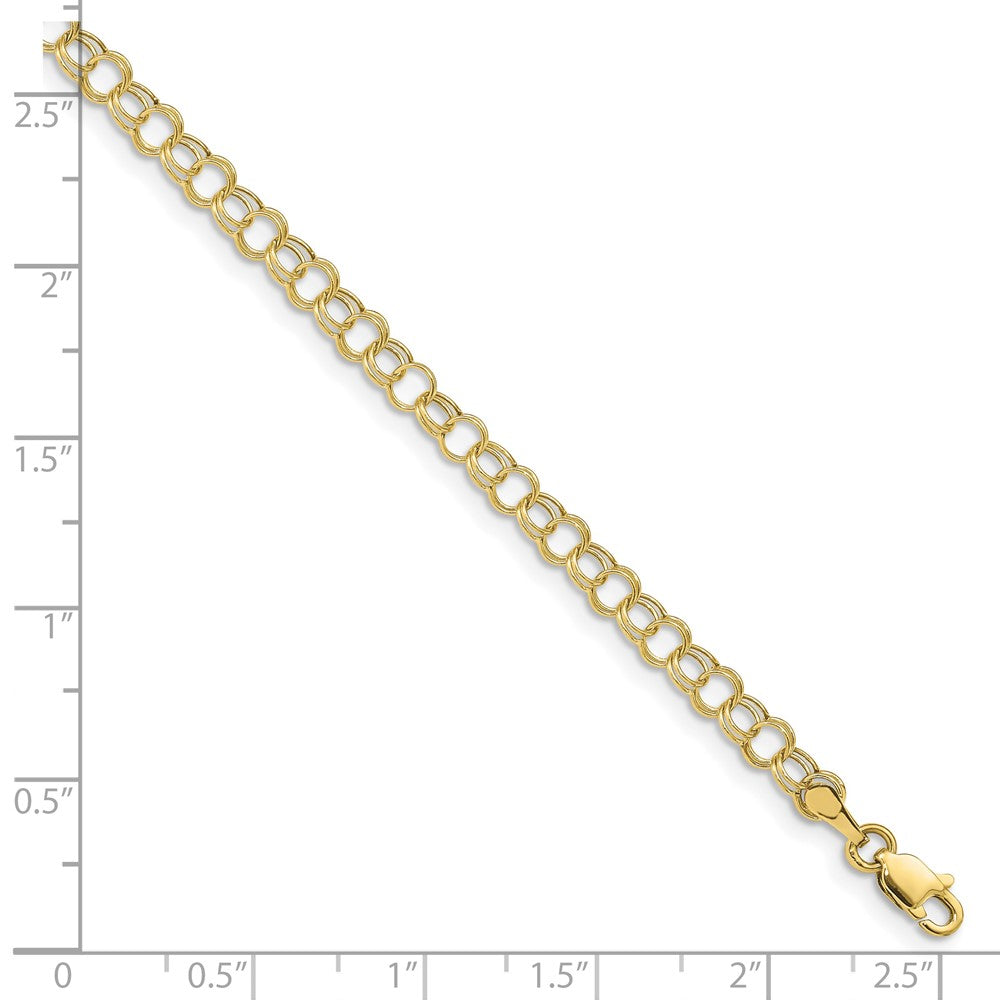 10k Yellow Gold 4 mm Hollow Double Link Charm Bracelet (1.05 grams)