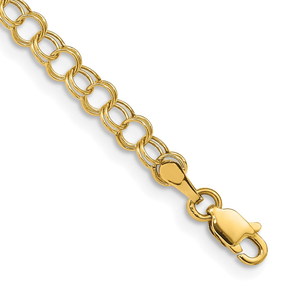 10k Yellow Gold 4 mm Hollow Double Link Charm Bracelet (1.05 grams)