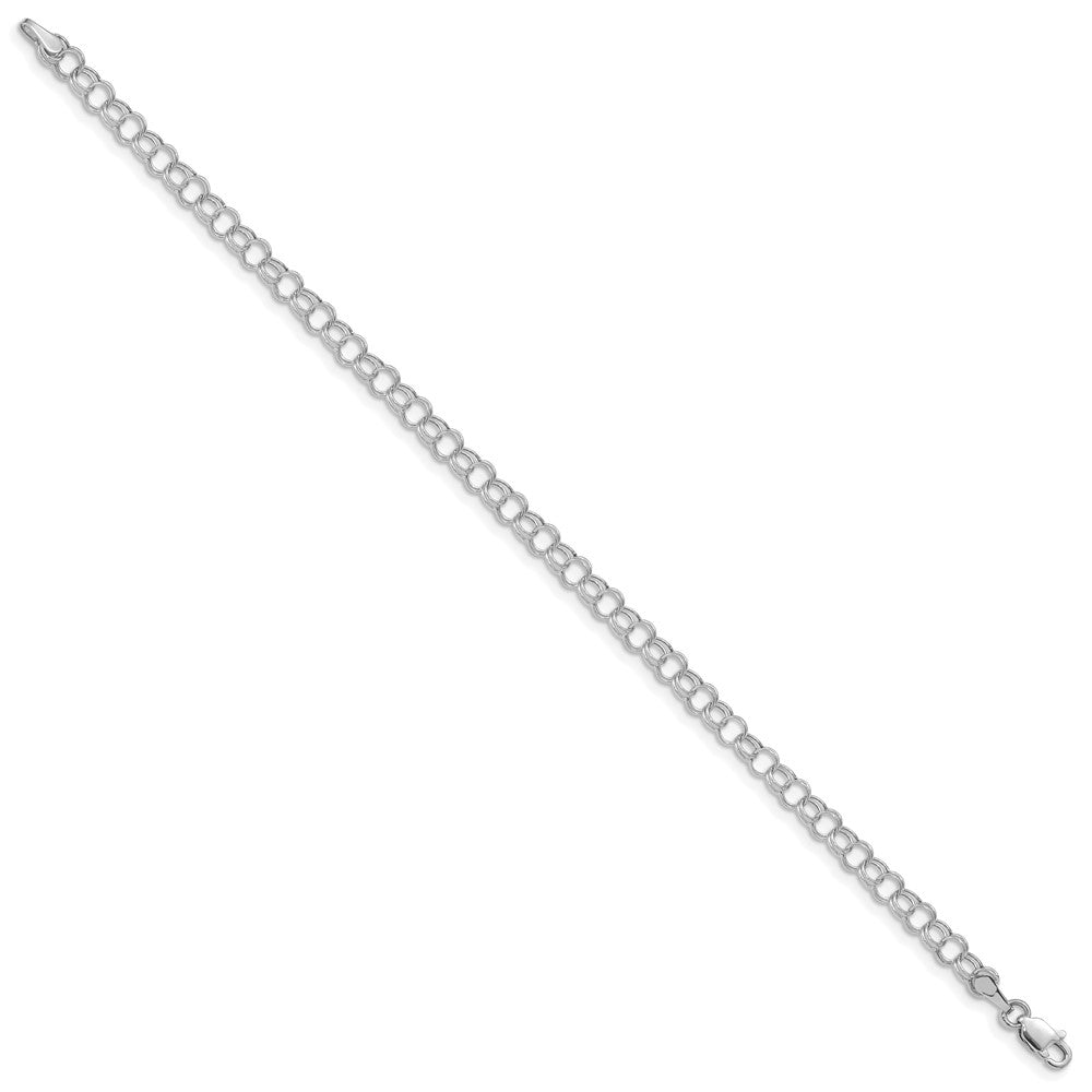 10k White Gold 4 mm Hollow Double Link Charm Bracelet (1.38 grams)