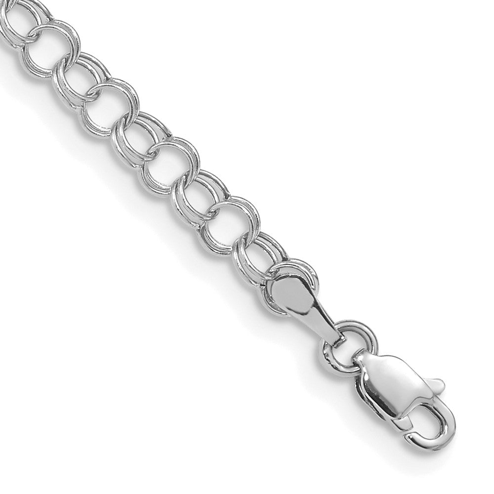 10k White Gold 4 mm Hollow Double Link Charm Bracelet (1.38 grams)