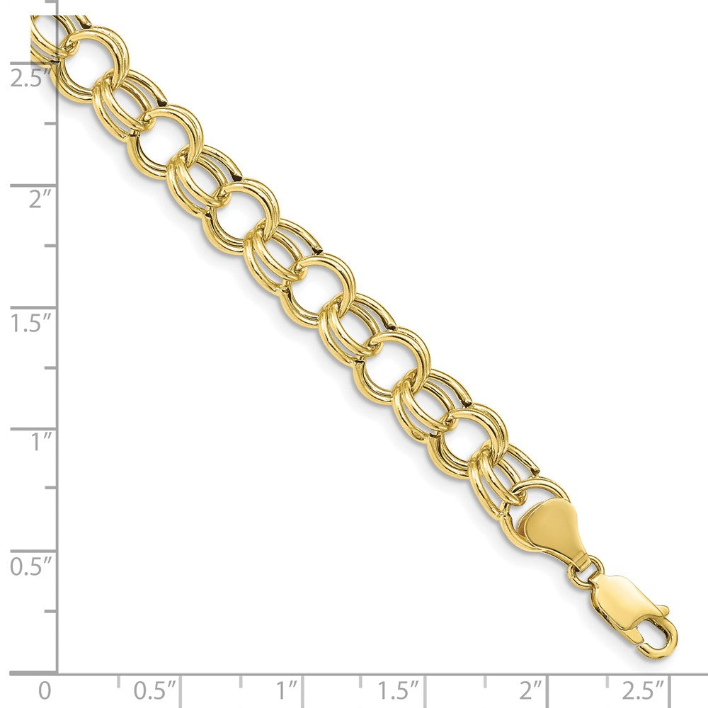 10k Yellow Gold 8.5 mm Hollow Double Link Charm Bracelet (4.55 grams)