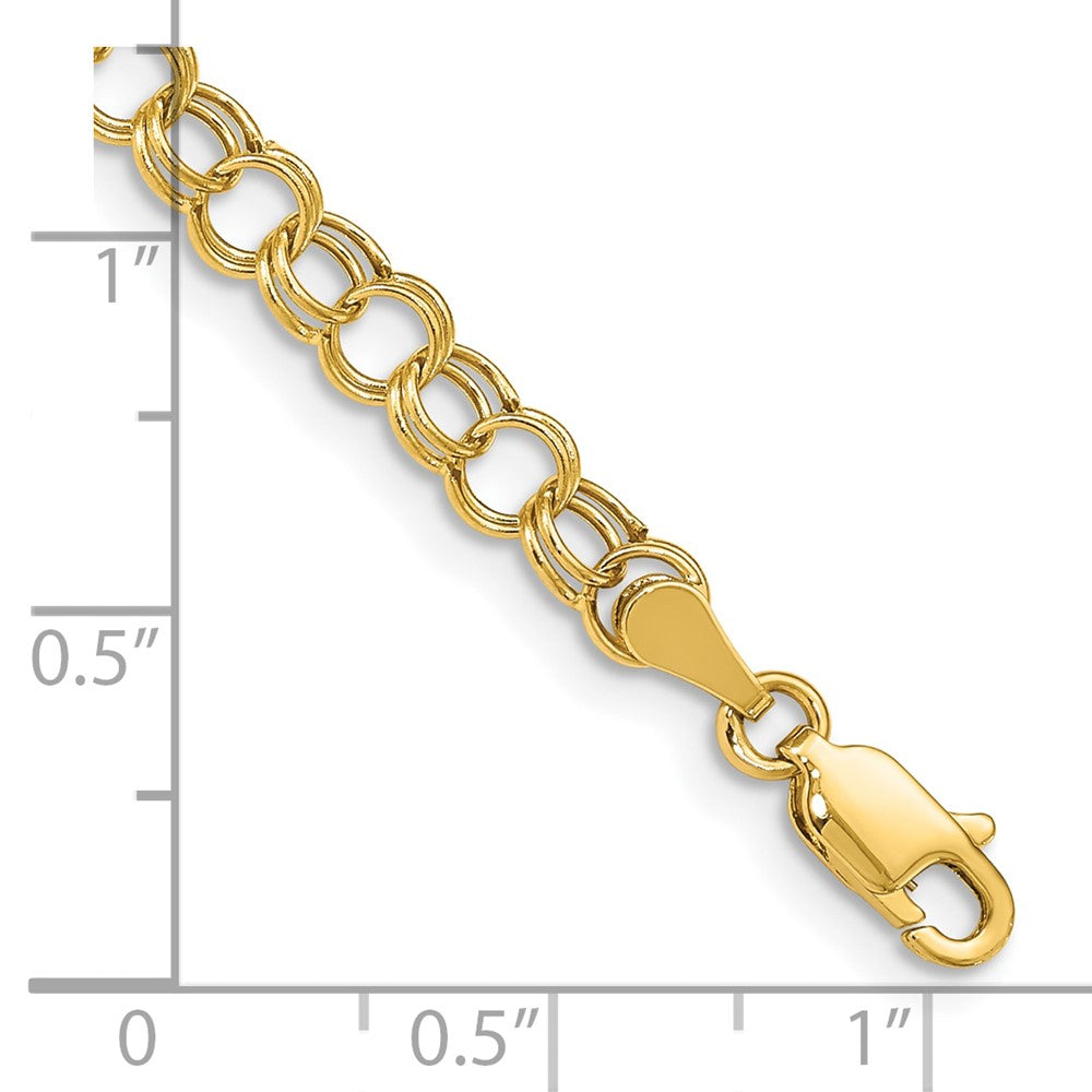 10k Yellow Gold 5 mm Hollow Double Link Charm Bracelet (1.24 grams)