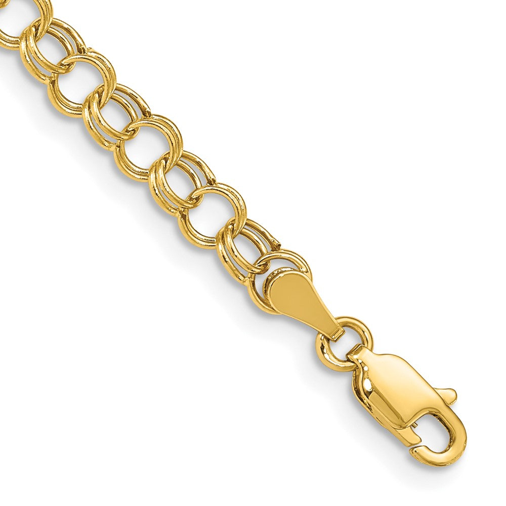 10k Yellow Gold 5 mm Hollow Double Link Charm Bracelet (1.24 grams)