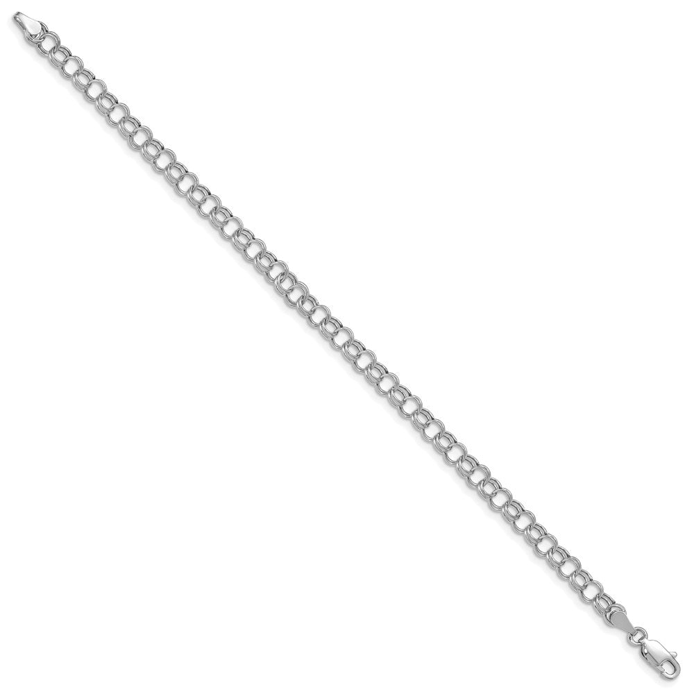 10k White Gold 5 mm Hollow Double Link Charm Bracelet (1.5 grams)