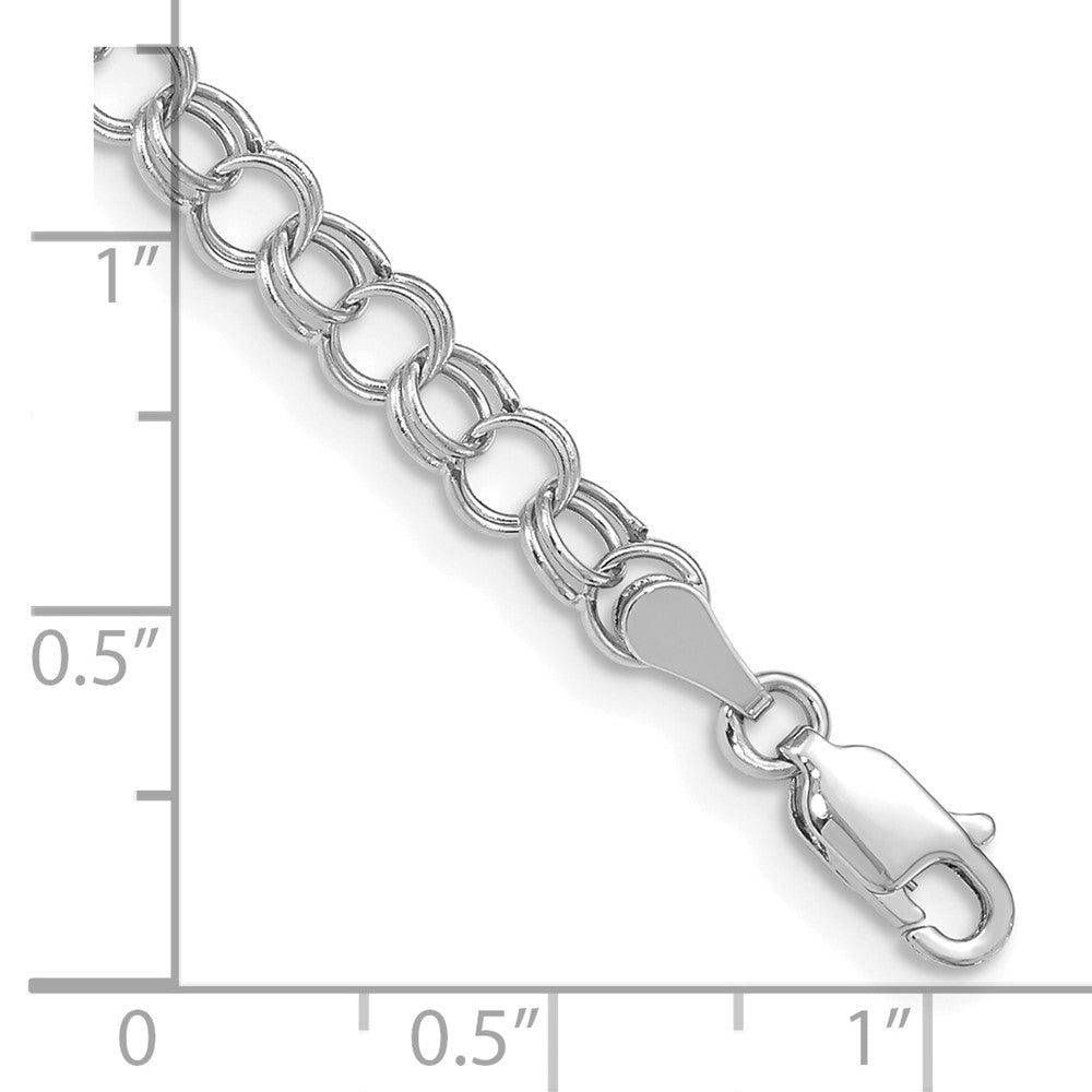 10k White Gold 5 mm Hollow Double Link Charm Bracelet (1.5 grams)