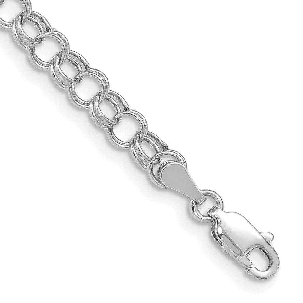 10k White Gold 5 mm Hollow Double Link Charm Bracelet (1.5 grams)