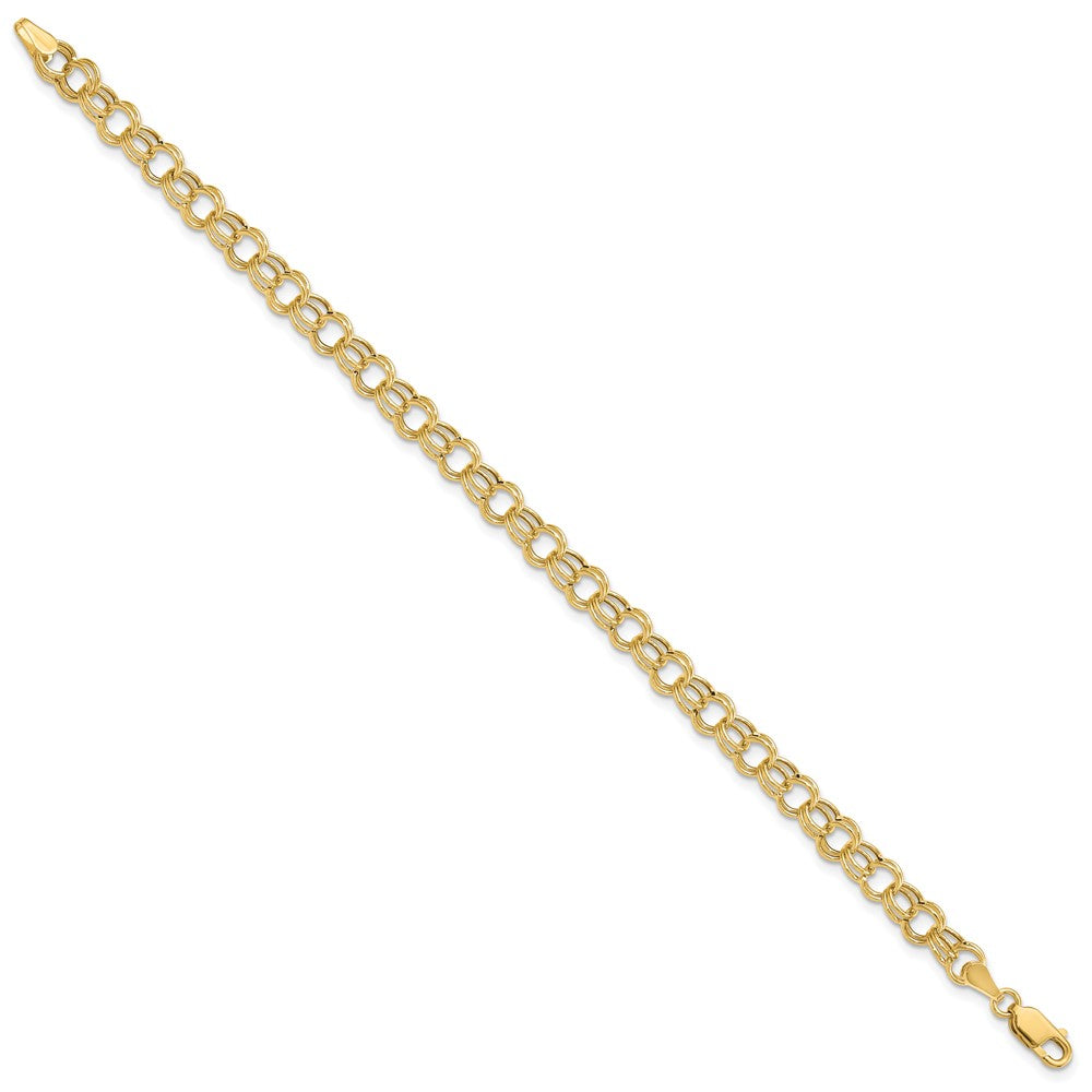10k Yellow Gold 6 mm Hollow Double Link Charm Bracelet (1.99 grams)