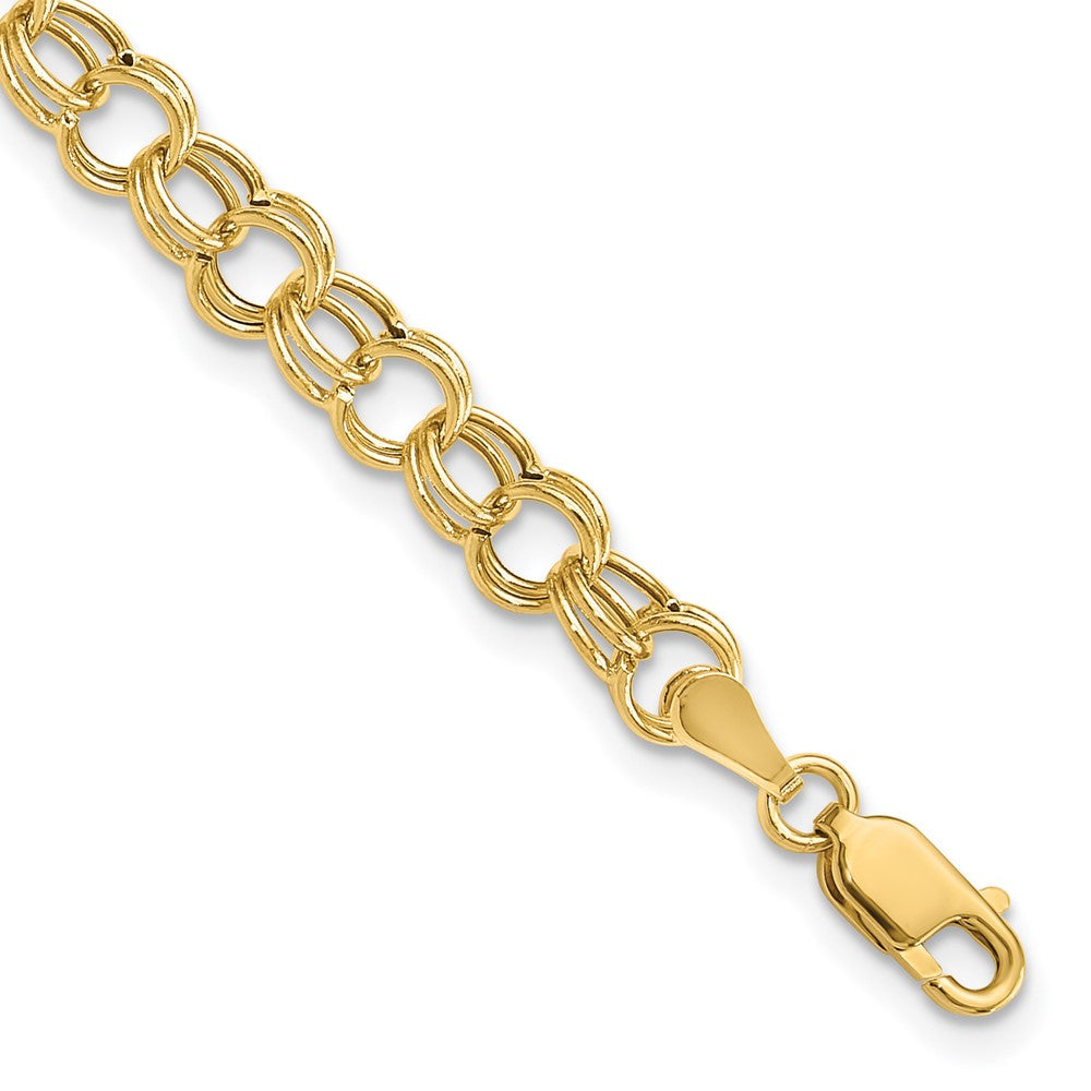 10k Yellow Gold 6 mm Hollow Double Link Charm Bracelet (1.99 grams)