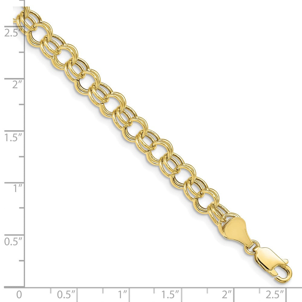 10k Yellow Gold 6 mm Hollow Double Link Charm Bracelet (2.99 grams)