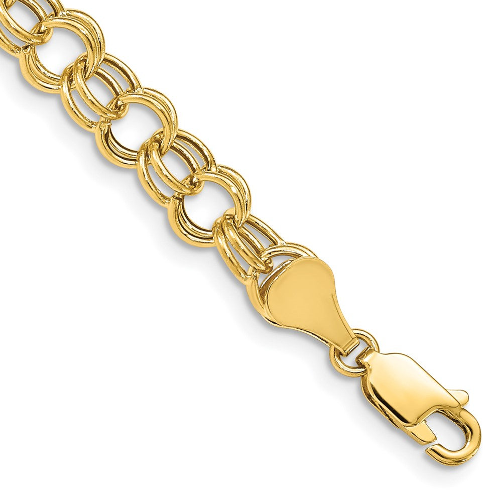 10k Yellow Gold 6 mm Hollow Double Link Charm Bracelet