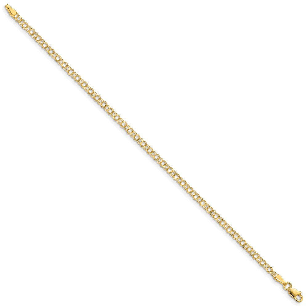 10k Yellow Gold 3 mm Solid Double Link Charm Bracelet (1.4 grams)