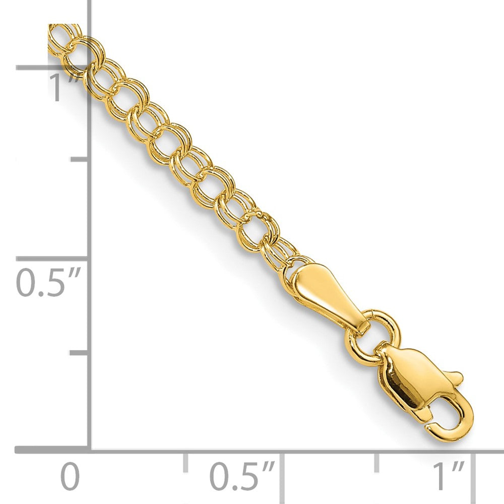 10k Yellow Gold 3 mm Solid Double Link Charm Bracelet