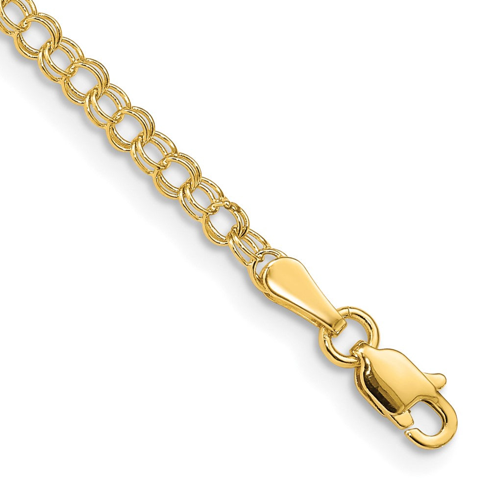 10k Yellow Gold 3 mm Solid Double Link Charm Bracelet