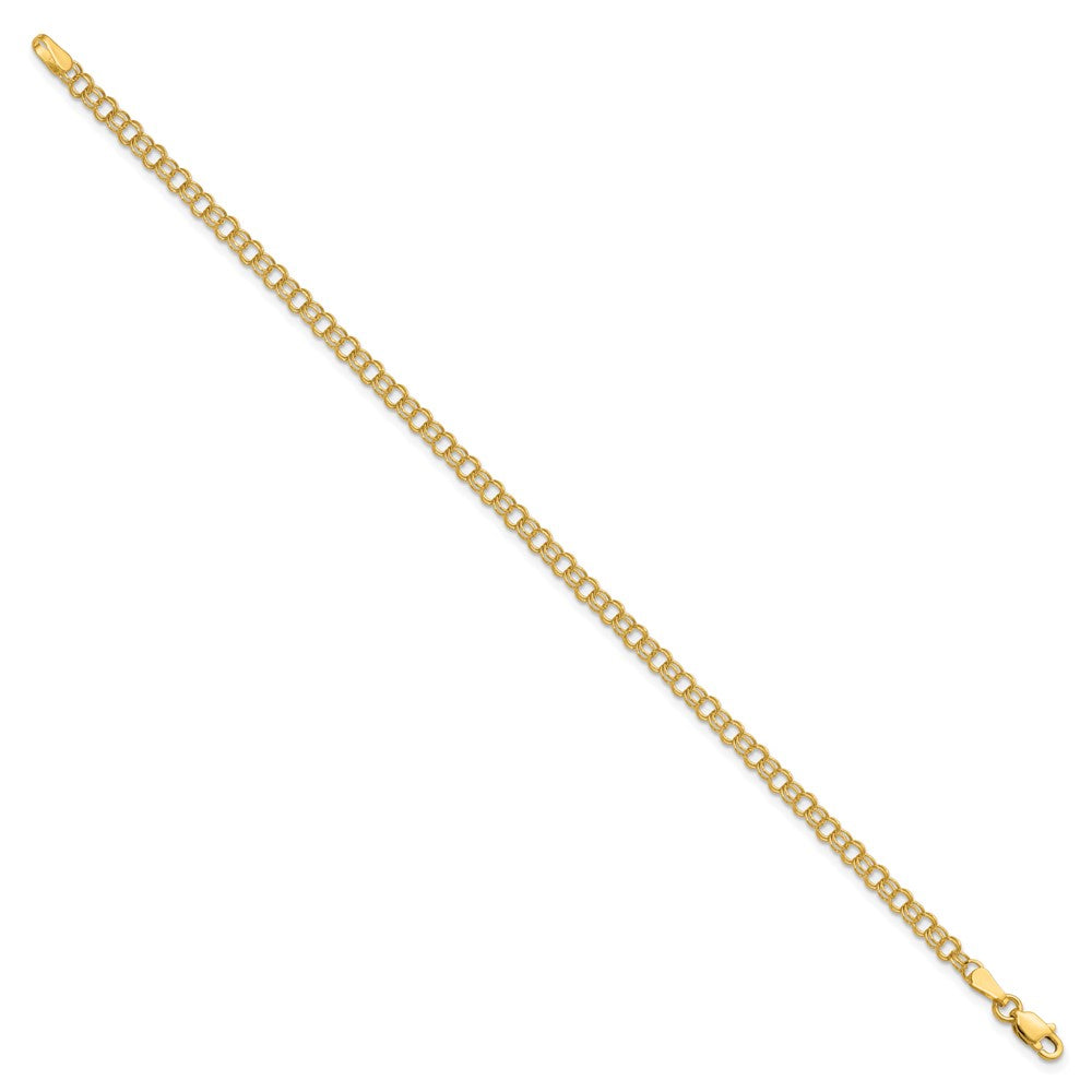 10k Yellow Gold 3.5 mm Solid Double Link Charm Bracelet (1.86 grams)