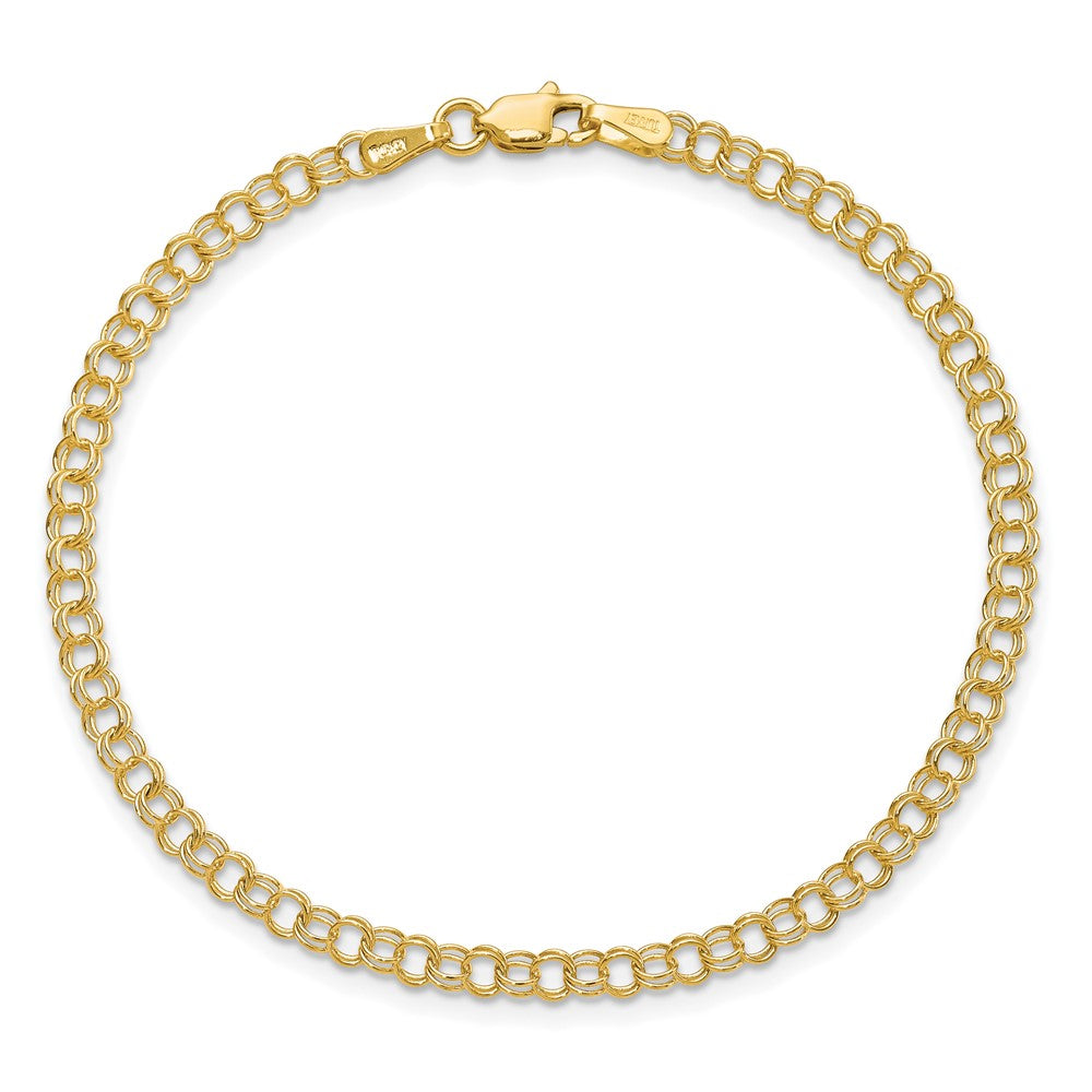 10k Yellow Gold 3.5 mm Solid Double Link Charm Bracelet (1.86 grams)