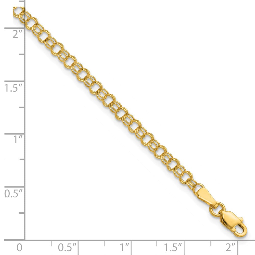 10k Yellow Gold 3.5 mm Solid Double Link Charm Bracelet (1.86 grams)