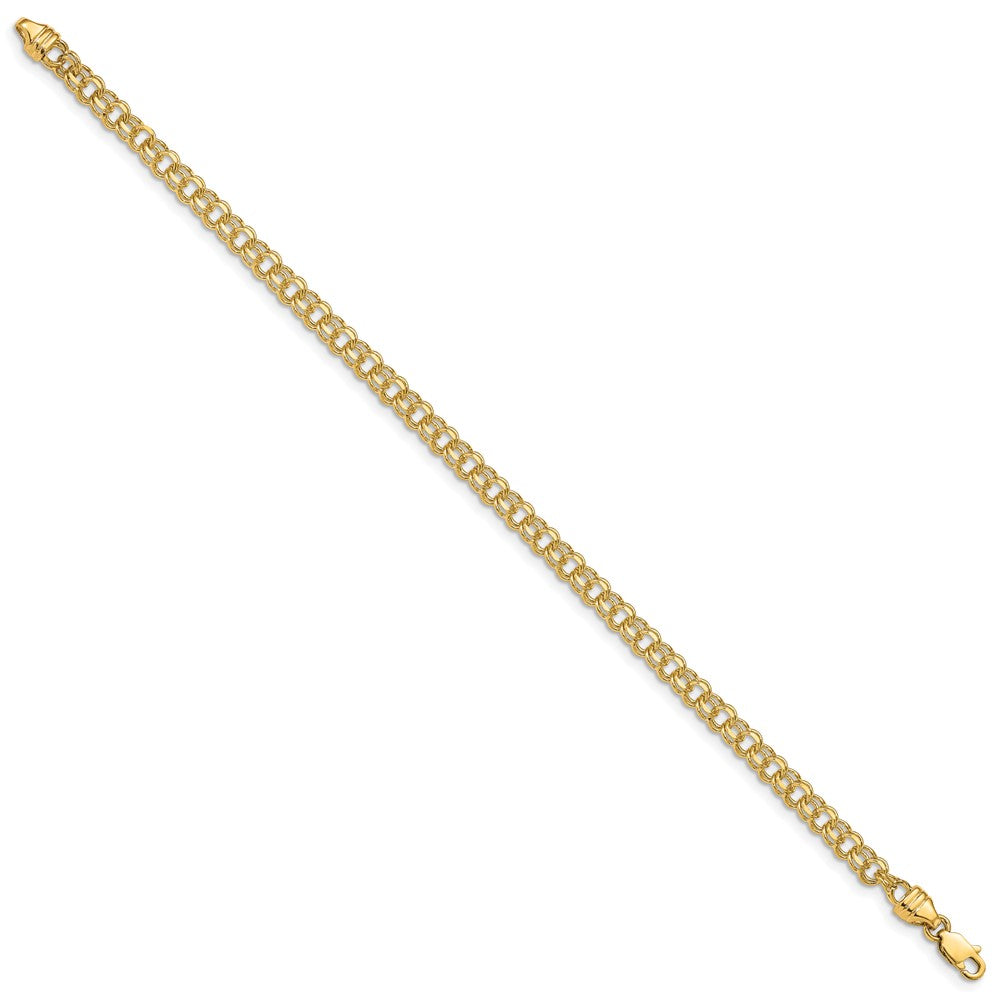 10k Yellow Gold 3.75 mm Solid Double Link Charm Bracelet (4.51 grams)