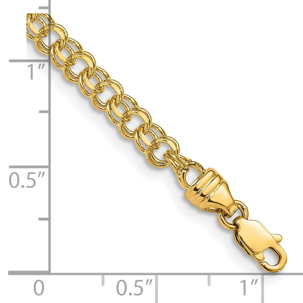 10k Yellow Gold 3.75 mm Solid Double Link Charm Bracelet