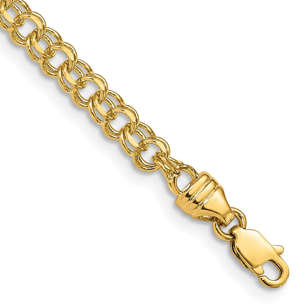 10k Yellow Gold 3.75 mm Solid Double Link Charm Bracelet