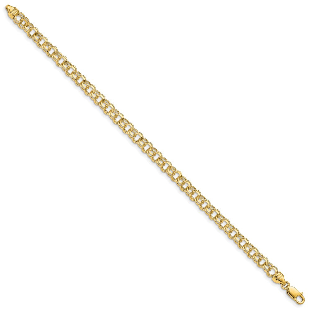 10k Yellow Gold 4.75 mm Solid Double Link Charm Bracelet (5.98 grams)