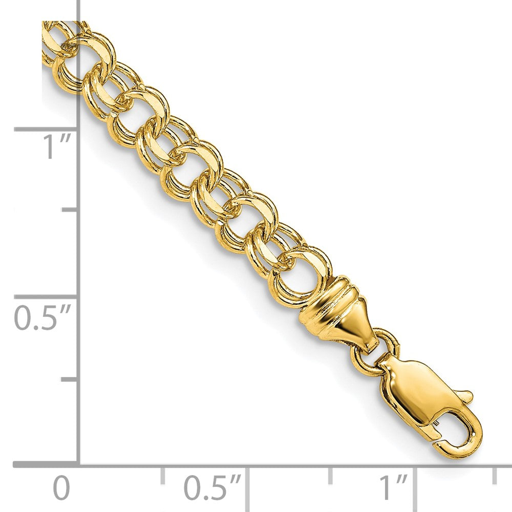 10k Yellow Gold 4.75 mm Solid Double Link Charm Bracelet (5.98 grams)