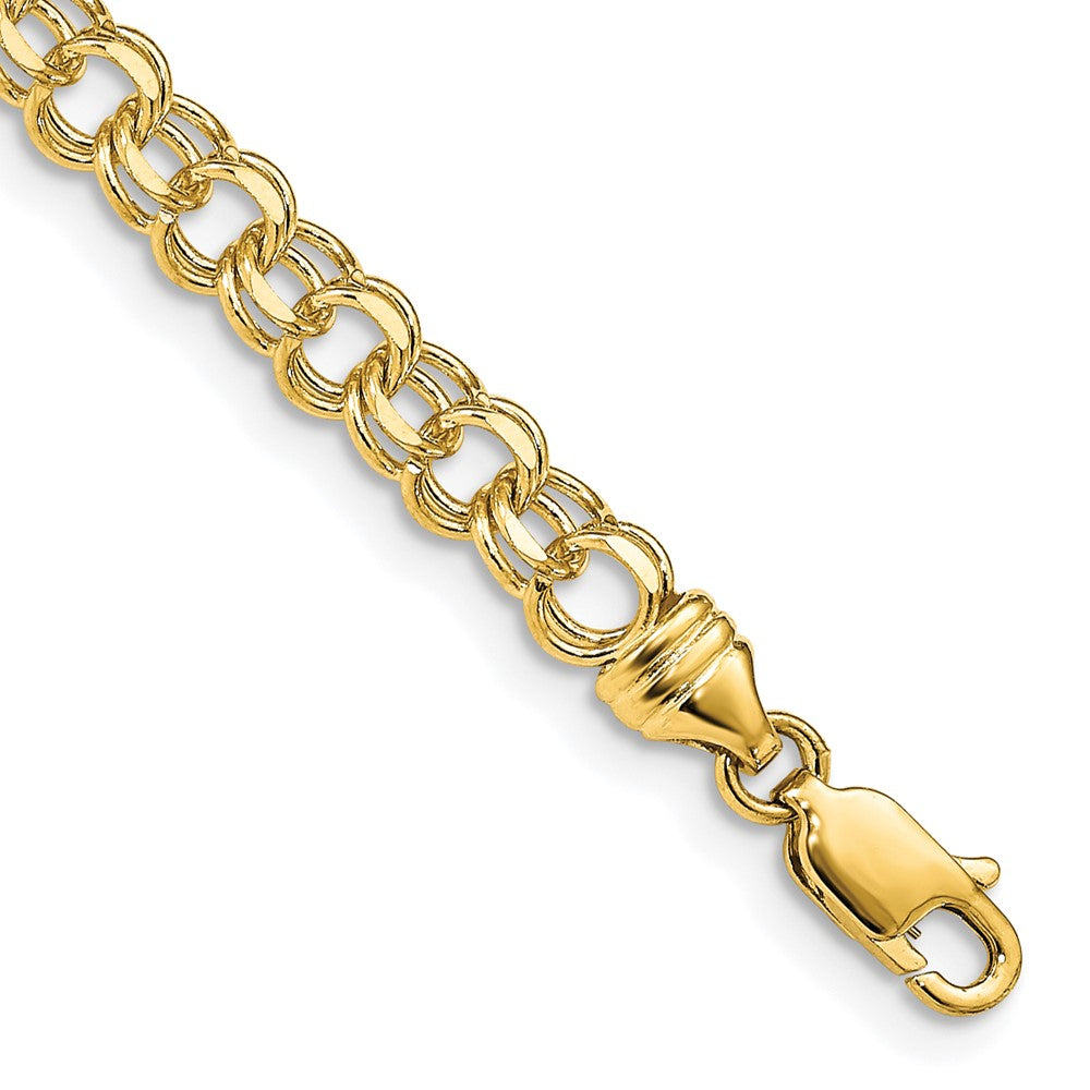 10k Yellow Gold 4.75 mm Solid Double Link Charm Bracelet (5.98 grams)