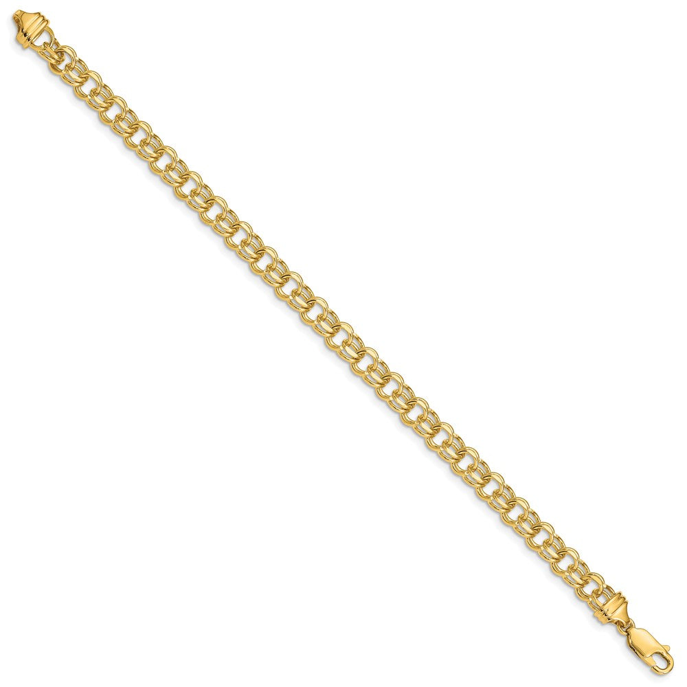 10k Yellow Gold 5.5 mm Solid Double Link Charm Bracelet (8.94 grams)