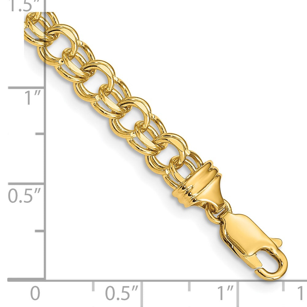 10k Yellow Gold 5.5 mm Solid Double Link Charm Bracelet (8.94 grams)