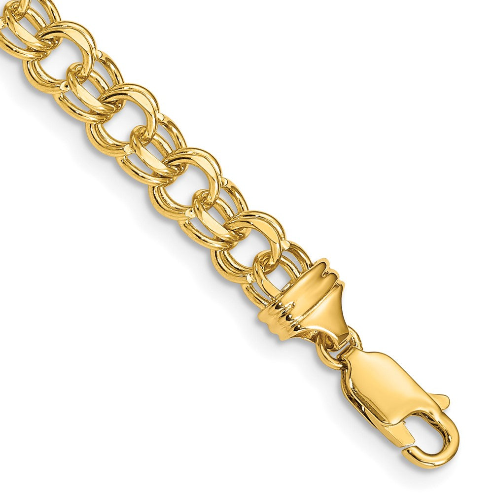 10k Yellow Gold 5.5 mm Solid Double Link Charm Bracelet (8.94 grams)