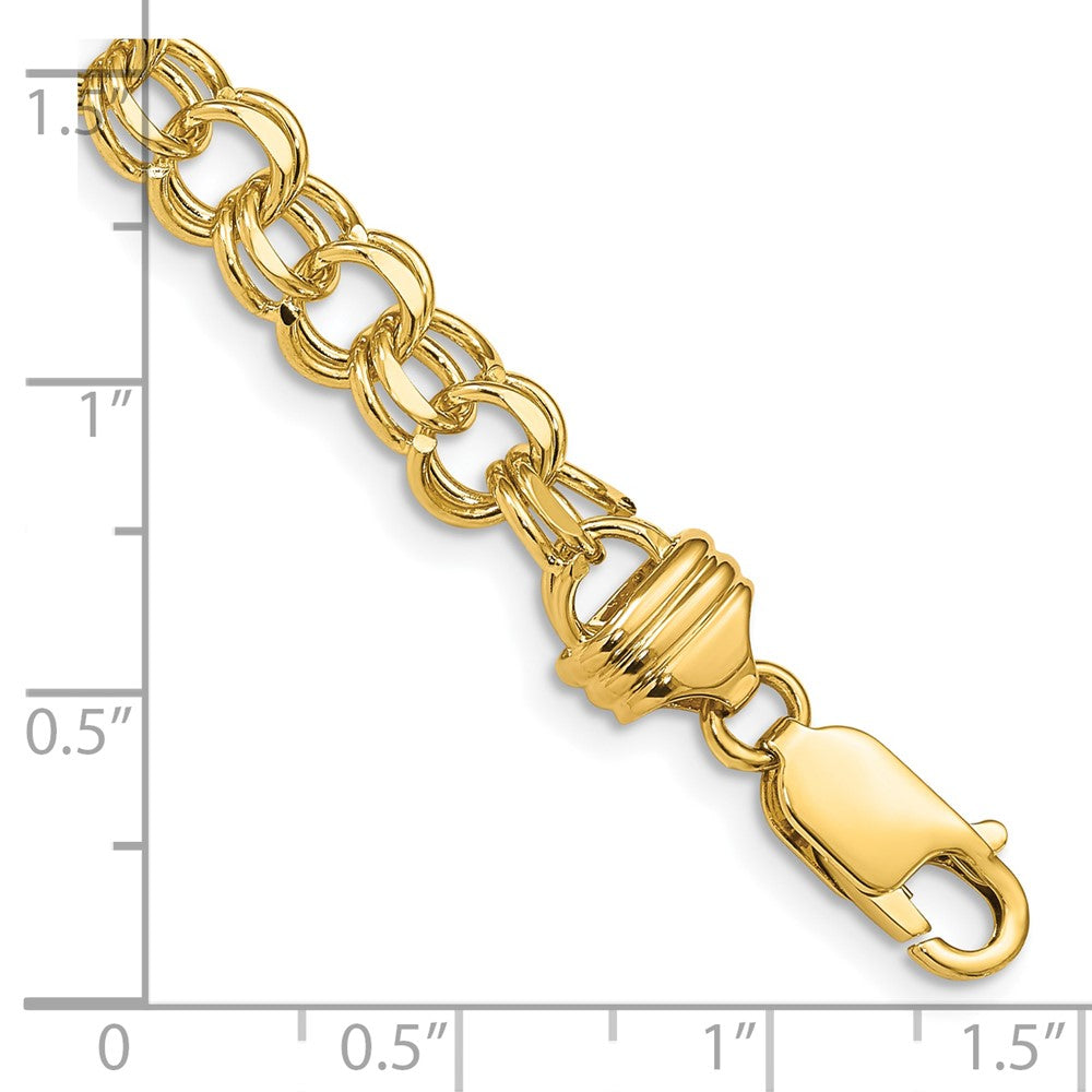 10k Yellow Gold 6.5 mm Solid Double Link Charm Bracelet (11.18 grams)