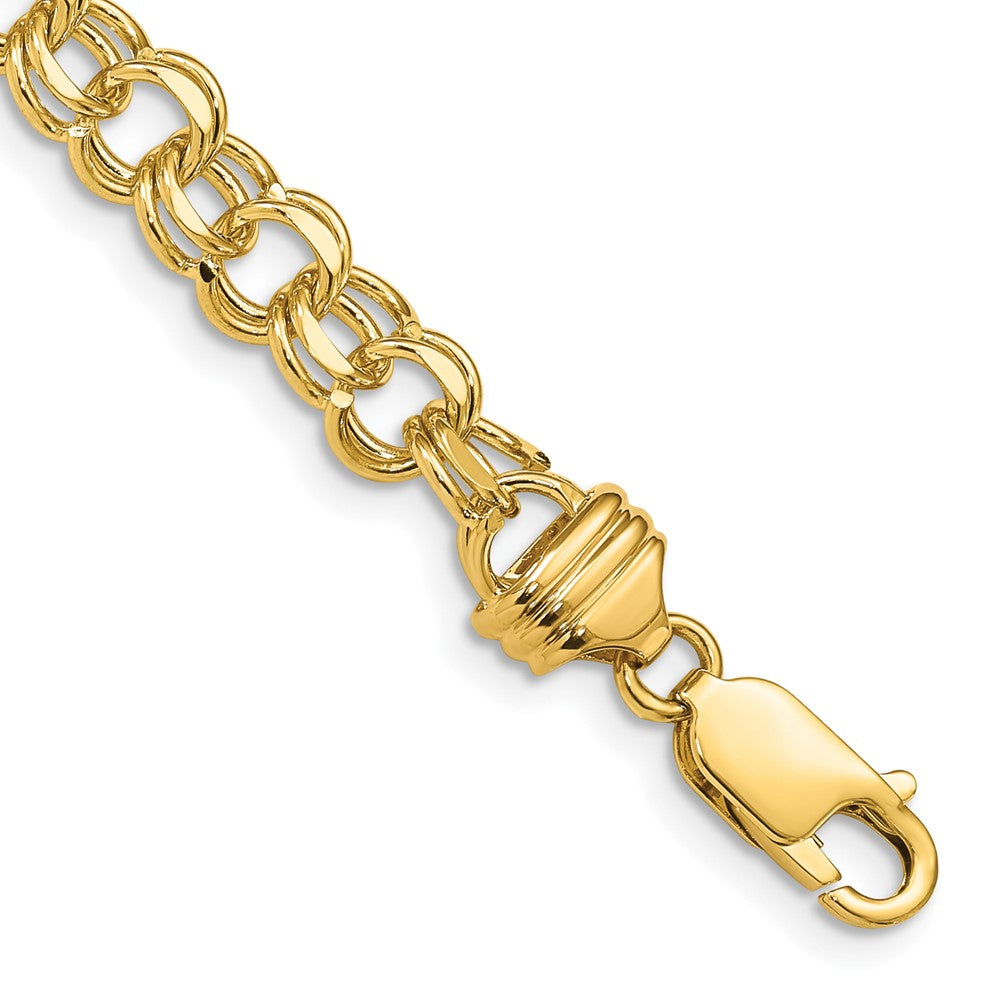 10k Yellow Gold 6.5 mm Solid Double Link Charm Bracelet (11.18 grams)