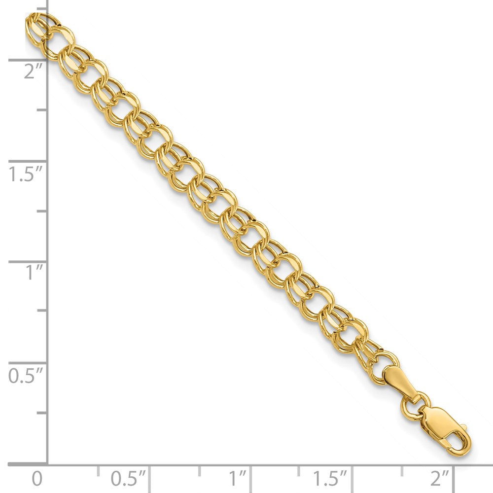 10k Yellow Gold 4.5 mm Hollow Diamond-cut Double Link Charm Bracelet (1.48 grams)