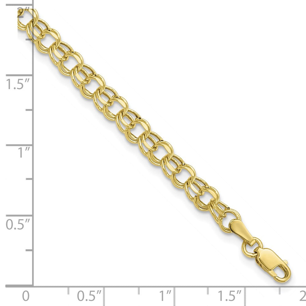 10k Yellow Gold 4.5 mm Hollow Diamond-cut Double Link Charm Bracelet (1.48 grams)