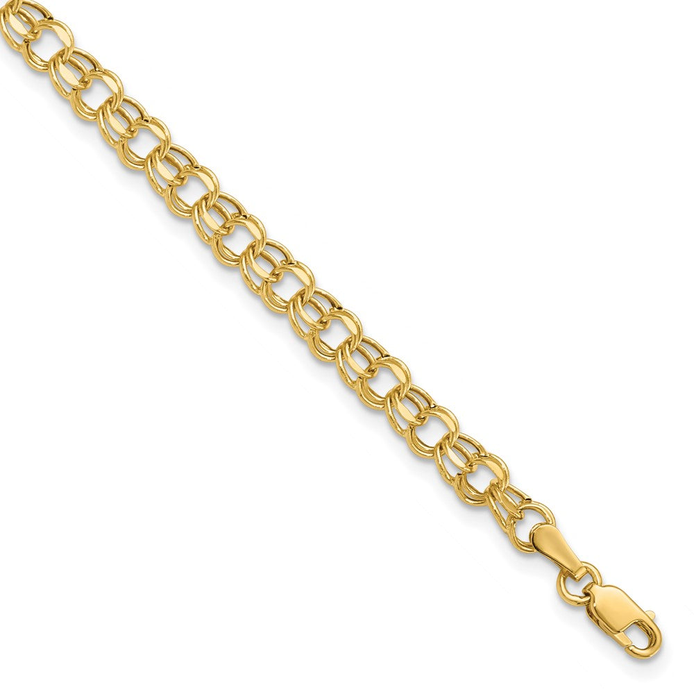 10k Yellow Gold 4.5 mm Hollow Diamond-cut Double Link Charm Bracelet (1.48 grams)