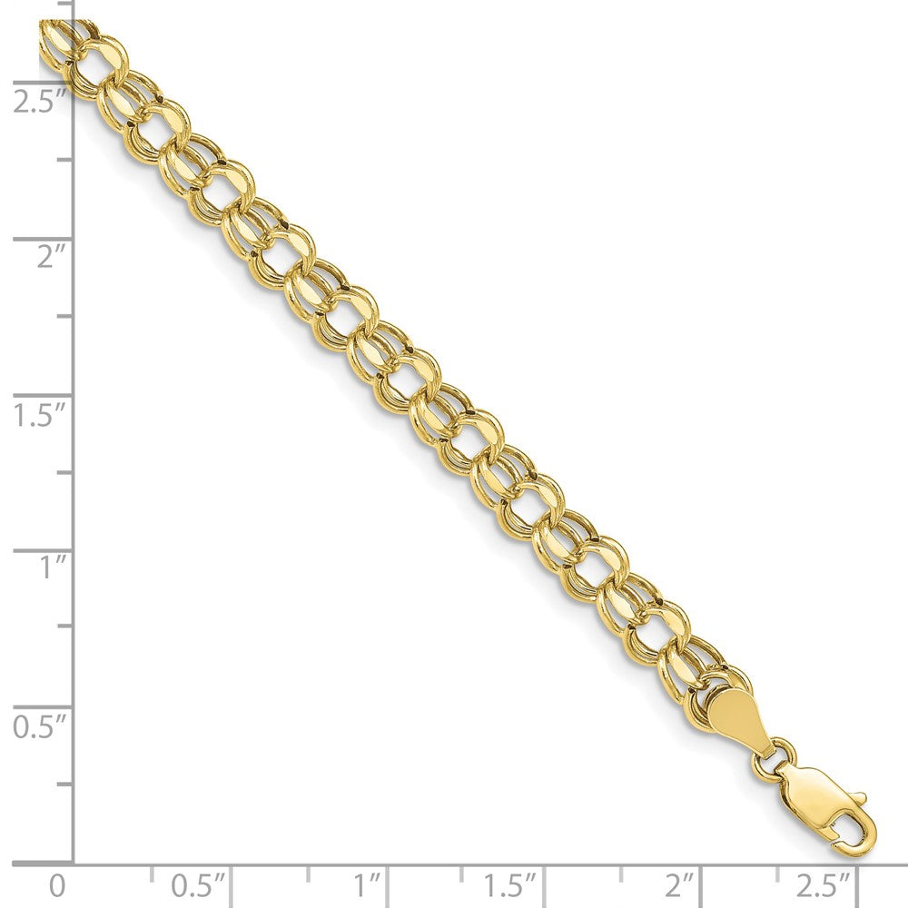 10k Yellow Gold 5.5 mm Hollow Diamond-cut Double Link Charm Bracelet (2.14 grams)