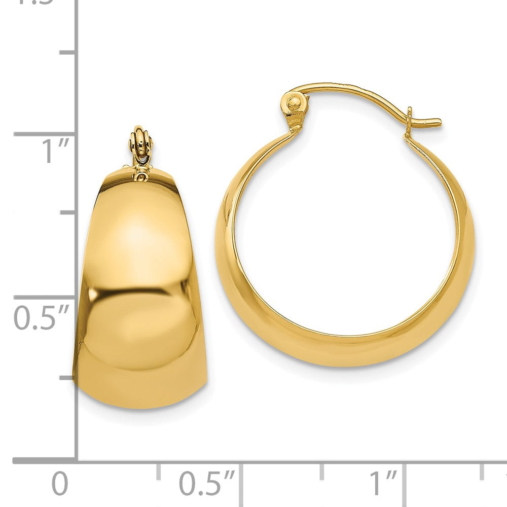 10k Yellow Gold 10.45 mm Tapered Hoop Earrings (2.69 grams)