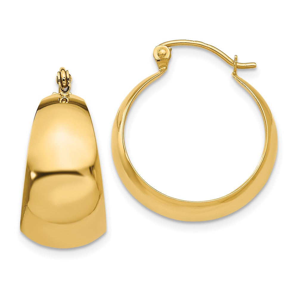 10k Yellow Gold 10.45 mm Tapered Hoop Earrings