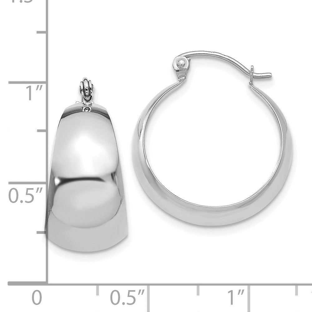 10k White Gold 10.45 mm Tapered Hoop Earrings (2.89 grams)