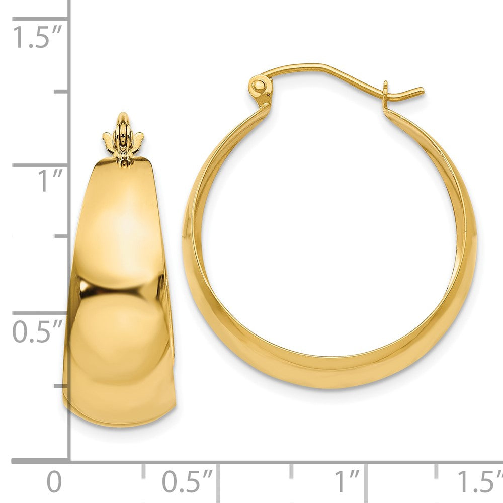 10k Yellow Gold 11 mm Tapered Hoop Earrings (3.25 grams)