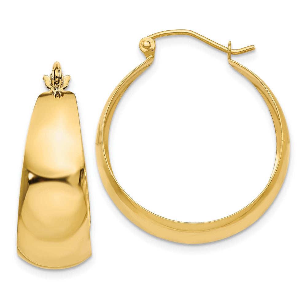 10k Yellow Gold 11 mm Tapered Hoop Earrings