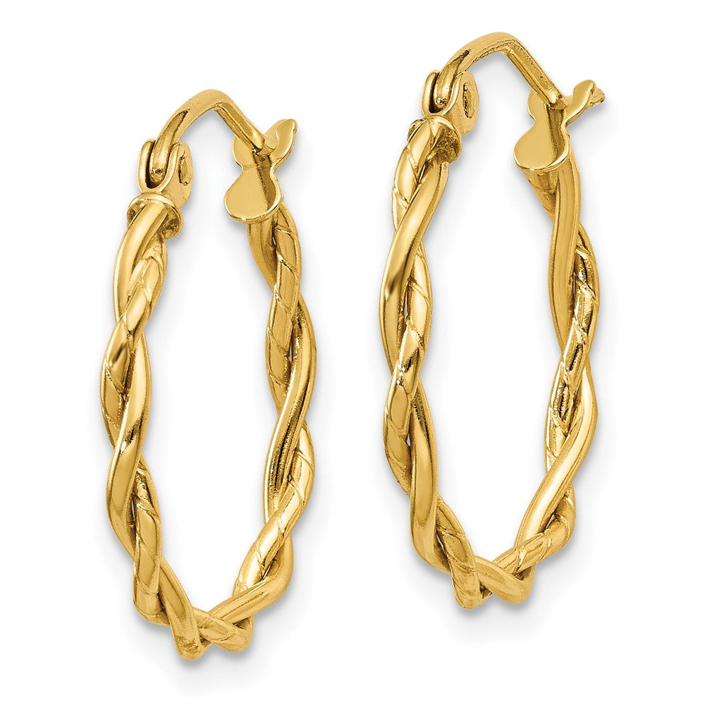 10k Yellow Gold 2.25 mm Twisted Hoop Earrings